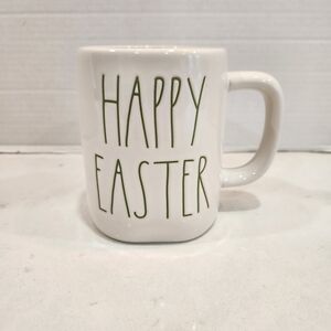 Rae Dunn "HAPPY EASTER" Coffee Mug Cup White 5 Inches High Artisan Collection
